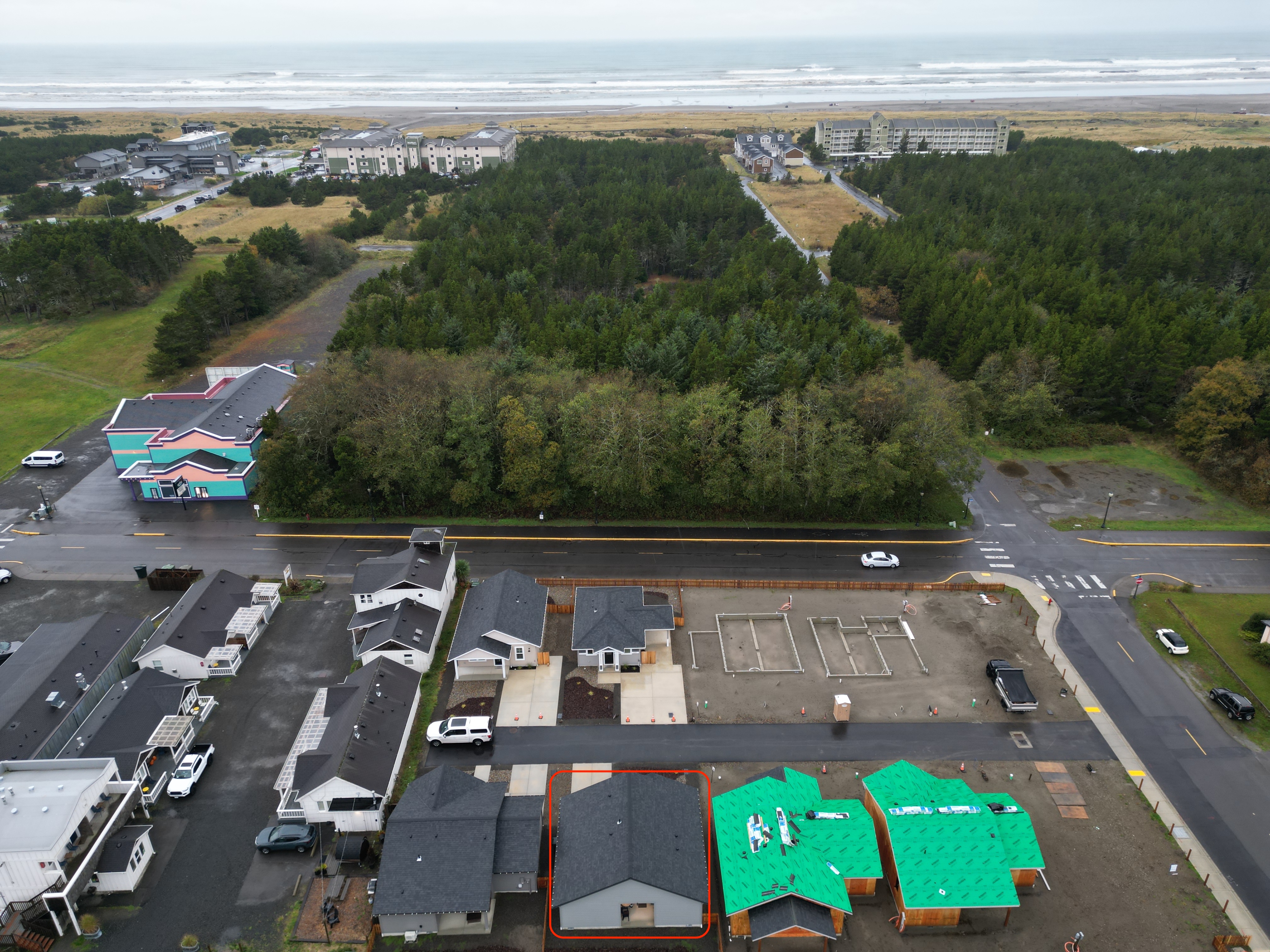 Aerial view of Long Beach looking west